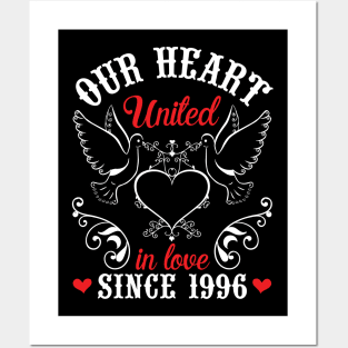 Our Heart United In Love Since 1996 Happy Wedding Married Anniversary 24 Years Husband Wife Posters and Art